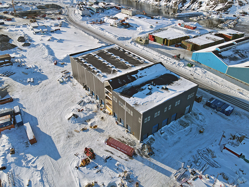 Usisaats nye hovedkvarter i fugleperspektiv. Det er MT Højgaard, der bygger for virksomheden, som rykker ind med salg og service af Manitou som grønlandsk forhandler for Scantruck.